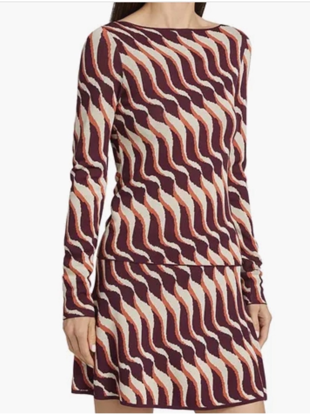 Misa Los Angeles Marbled Knit Two-Piece in Burgundy, Cream, Rust